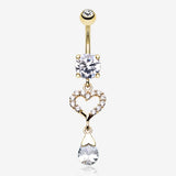 Golden Darling Heart Sparkle Belly Button Ring