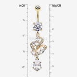 Detail View 1 of Golden Elegant Luster Vines Belly Button Ring-Clear Gem