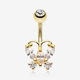 Golden Delightful Butterfly Belly Button Ring