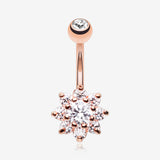 Rose Gold Spring Flower Sparkle Belly Button Ring
