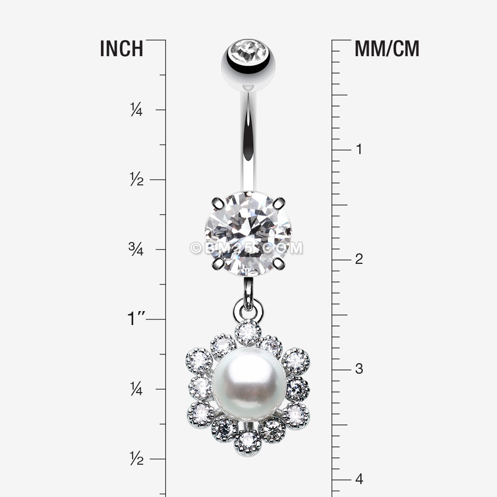 Detail View 1 of Pearlescent Luster Bubble Belly Button Ring-Clear Gem