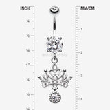Detail View 1 of Royal Princess Crown Sparkle Belly Button Ring-Clear Gem
