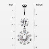 Princess Sparkle Gem Flower Belly Button Ring-Clear