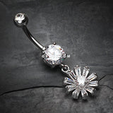 Princess Sparkle Gem Flower Belly Button Ring-Clear