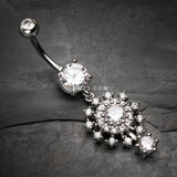 Detail View 2 of Grand Sparkle Burst Belly Button Ring-Clear Gem