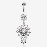 Grand Sparkle Burst Belly Button Ring-Clear Gem