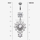 Detail View 1 of Grand Sparkle Burst Belly Button Ring-Clear Gem