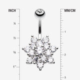 Detail View 1 of Grand Sparkle Spring Flower Belly Button Ring-Clear Gem
