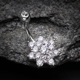 Detail View 2 of Grand Sparkle Spring Flower Belly Button Ring-Clear Gem
