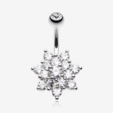 Grand Sparkle Spring Flower Belly Button Ring-Clear Gem