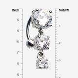 Detail View 1 of Brilliant Sparkle Cascading Gem Reverse Belly Button Ring-Clear Gem