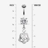 Detail View 1 of Sparkle Allure Rose Belly Button Ring-Clear Gem