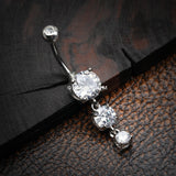 Detail View 2 of Classic Cascade Sparkle Gem Belly Button Ring-Clear Gem