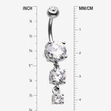 Detail View 1 of Classic Cascade Sparkle Gem Belly Button Ring-Clear Gem
