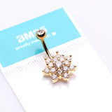 Detail View 3 of Golden Grand Sparkle Spring Flower Belly Button Ring-Clear Gem