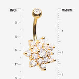 Detail View 1 of Golden Grand Sparkle Spring Flower Belly Button Ring-Clear Gem