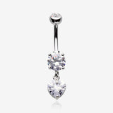 Elegant Heart Drop Sparkle Belly Button Ring