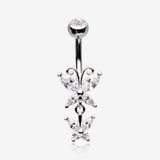 Butterfly Duo Sparkle Belly Button Ring