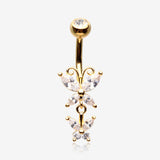 Golden Butterfly Duo Sparkle Belly Button Ring