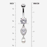Detail View 1 of Pearlescent Teardrop Lumi Sparkle Belly Button Ring-Clear Gem