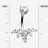 Detail View 1 of Lotus Marquise Floral Sparkle Belly Button Ring-Clear Gem