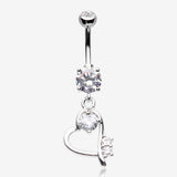 Journey Heart Curvature Sparkles Belly Button Ring