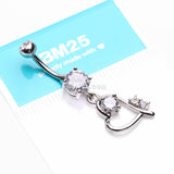 Detail View 3 of Journey Heart Curvature Sparkles Belly Button Ring-Clear Gem