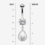 Detail View 1 of Luscious Teardrop Multi-Gem Sparkle Belly Button Ring-Clear Gem