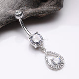 Detail View 2 of Luscious Teardrop Multi-Gem Sparkle Belly Button Ring-Clear Gem