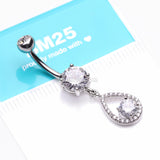 Detail View 3 of Luscious Teardrop Multi-Gem Sparkle Belly Button Ring-Clear Gem