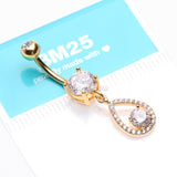 Detail View 3 of Golden Luscious Teardrop Multi-Gem Sparkle Belly Button Ring-Clear Gem