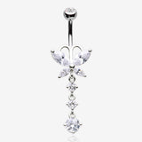Butterfly Sparkle Cascading Gems Belly Button Ring