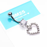 Detail View 3 of Luscious Hollow Heart Sparkle Splendid Belly Button Ring-Clear Gem