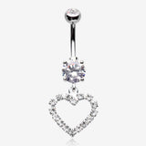 Luscious Hollow Heart Sparkle Splendid Belly Button Ring