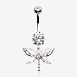 Shimmering Butterfly Sparkle Cubic Zirconia Belly Button Ring