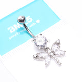 Detail View 3 of Shimmering Butterfly Sparkle Cubic Zirconia Belly Button Ring-Clear Gem
