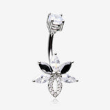 Marquise Brilliance Leaflet Flower Sparkle Belly Button Ring