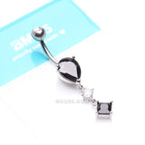 Detail View 4 of Enchant Sparkle Teardrop Princess Dangle Belly Button Ring-Black/Clear