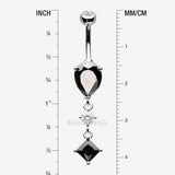Detail View 1 of Enchant Sparkle Teardrop Princess Dangle Belly Button Ring-Black/Clear