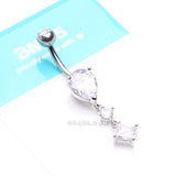 Detail View 4 of Enchant Sparkle Teardrop Princess Dangle Belly Button Ring-Clear Gem