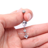 Detail View 3 of Enchant Sparkle Teardrop Princess Dangle Belly Button Ring-Clear Gem