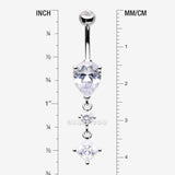 Detail View 1 of Enchant Sparkle Teardrop Princess Dangle Belly Button Ring-Clear Gem
