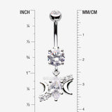 Detail View 1 of Moon Goddess Marquise Sparkle Belly Button Ring-Clear Gem