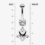 Detail View 1 of Black Heart Elegance Sparkle Belly Button Ring-Clear Gem/Black