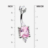 Detail View 1 of Princess Sparkle Adornment Belly Button Ring-Clear Gem/Pink