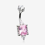 Princess Sparkle Adornment Belly Button Ring-Clear Gem/Pink