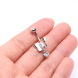 Detail View 3 of Adorable Butterfly Sparkle Dangle Belly Button Ring-Clear Gem