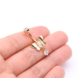 Detail View 3 of Golden Adorable Butterfly Sparkle Dangle Belly Button Ring-Clear Gem