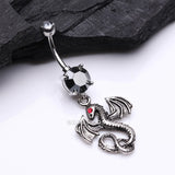 Detail View 2 of Jeweled Eye Dragon Belly Ring-Black