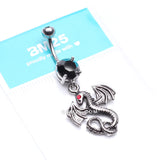 Detail View 4 of Jeweled Eye Dragon Belly Ring-Black